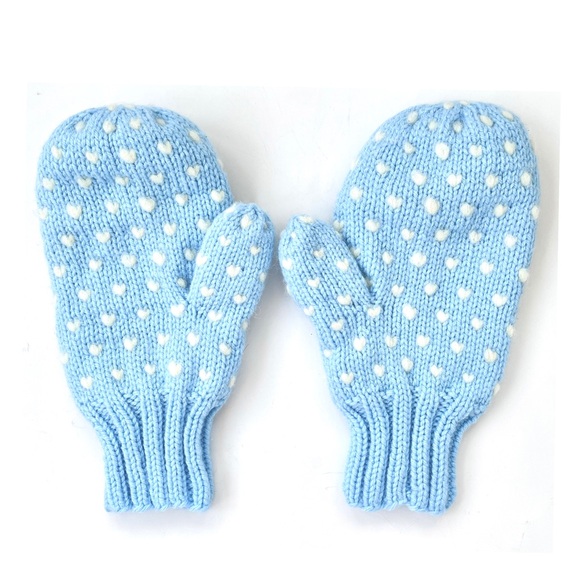 Hand Knit Thrum Mittens, Women’s Light Blue, Cozy Winter Wool - Picture 2 of 6